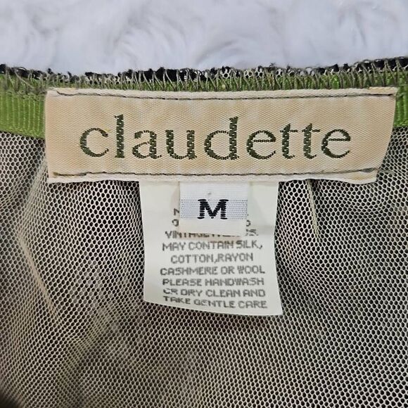 Vintage Material Claudette Size Medium Olive and Black Lace Upcycled Cardigan - Picture 7 of 13